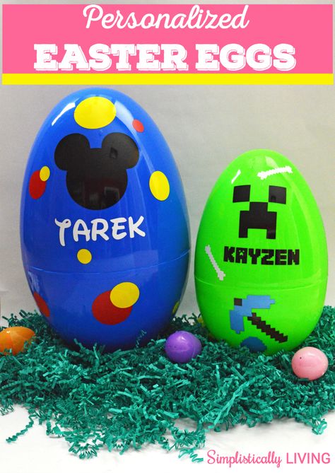 DIY Personalized Easter Eggs Simplistically Living Easter Theme Party, Diy Easter Crafts, Custom Easter Baskets, Personalized Easter Eggs, Personalized Easter Gifts, Disney Easter, Easter 2021, Easter Hunt, Easy Easter Crafts