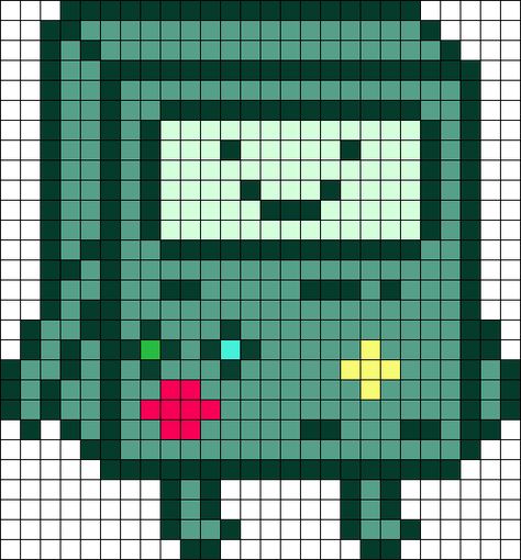 BMO Perler Bead Pattern / Bead Sprite Kandi Cuffs, Pixel Art Templates, Pony Bead Patterns, Diy Perler Bead Crafts, Pixel Crochet, Pixel Art Grid, Kandi Patterns, Tapestry Crochet Patterns, Minecraft Pixel Art