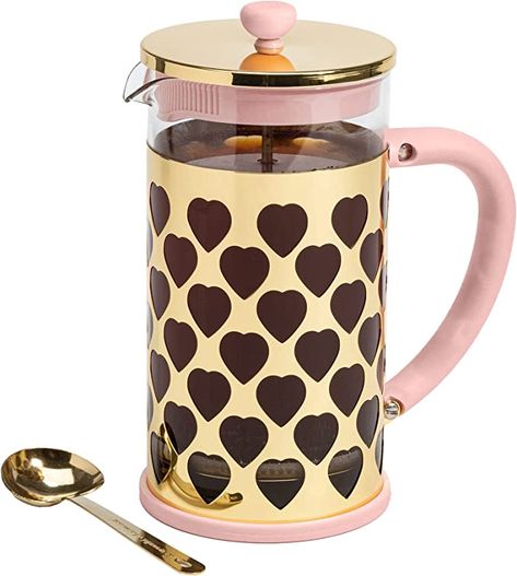 Paris Hilton French Press Coffee Maker With Heart Shaped Measuring Scoop, 2-Piece Set, 8-Cup or 34-Ounce, Pink French Presses, French Press Coffee Maker, Amazon Coffee, Coffee Press, French Press Coffee, Pink Kitchen, Brewing Tea, Cookware Set, Paris Hilton