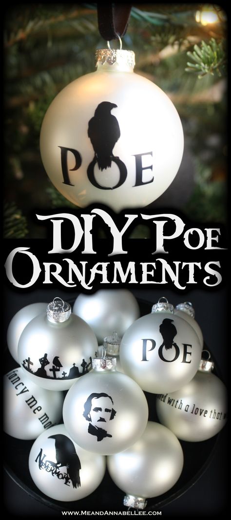 Horror Ornaments Diy, Nevermore Annabel, Spooky Cricut, Gothic Xmas, Gothic Diy, Poe Boy, Merry Creepmas, Gothic Crafts, Hail Santa