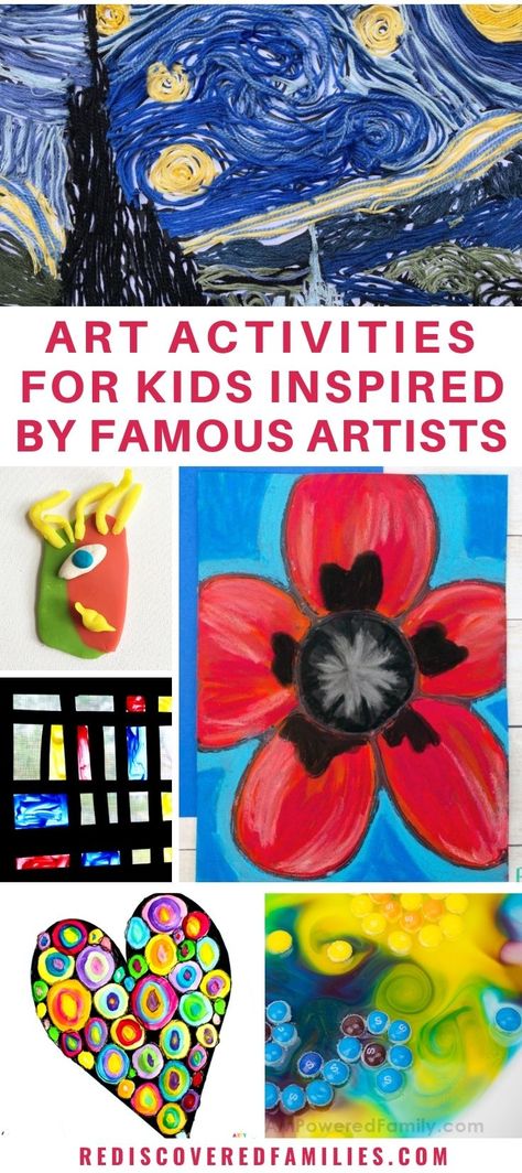 Famous Artist Inspired Art Projects, Famous Artist Preschool Theme, Art Lesson Plans For Preschoolers, Meet The Masters Art Projects, Artists For Preschoolers, Art Projects Based On Famous Artists, Art By Famous Artists, Famous Artists For Preschool, Artist Study For Kids