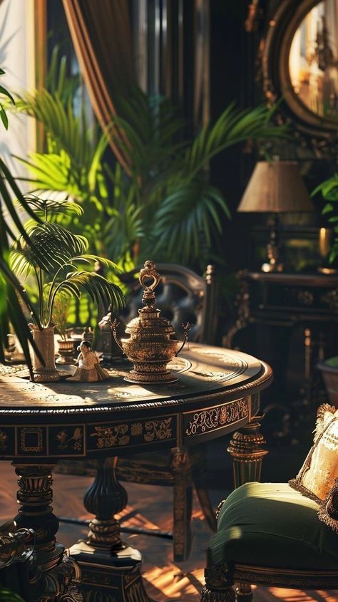 Moody British Colonial, British Colonial Aesthetic, Ethereal Decor, Colonial Interior Design, British Colonial Decor, British Colonial Style, Colonial Decor, Dream House Interior, Colonial Style