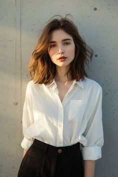 Minimalist Clothes Women, Dp For Women, Western Hairstyle, Beard Photography, Fashion Week Dresses, Minimalist Portrait, Layered Haircuts For Medium Hair, Shoulder Length Hair Cuts, Haircuts For Medium Hair