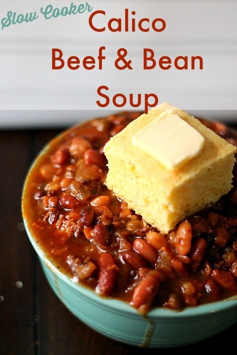 Calico Bean Soup Recipe, Beef Bean Soup, Calico Bean Soup, Tomato Soup With Tortellini, 9 Bean Soup Recipe, Soup With Tortellini, Slow Cooker Tomato Soup, Slow Cooker Cabbage Rolls, Tomato Tortellini Soup