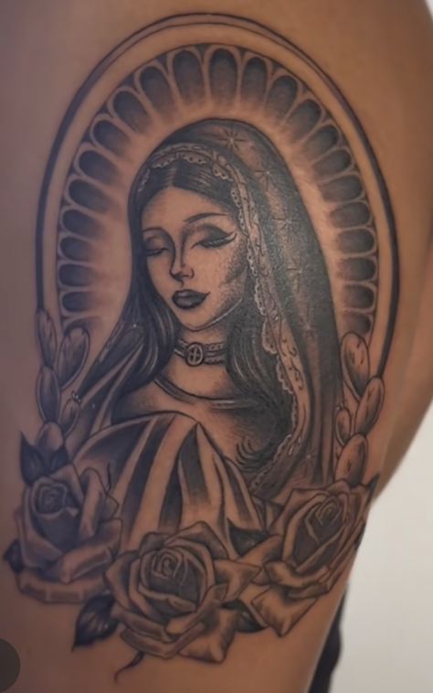 Virgen de Guadalupe Tattoo Sleeve Tattoos Virgin Mary, Girly Virgin Mary Tattoo, Our Lady Guadalupe Tattoo, Oldie Tattoos, Virgin Maria Tattoo, Virgin Mary Tattoo For Women Arm, Lady Guadalupe Tattoo, Virgen De Guadalupe Tattoo Ideas Women, Virgin Of Guadalupe Tattoo