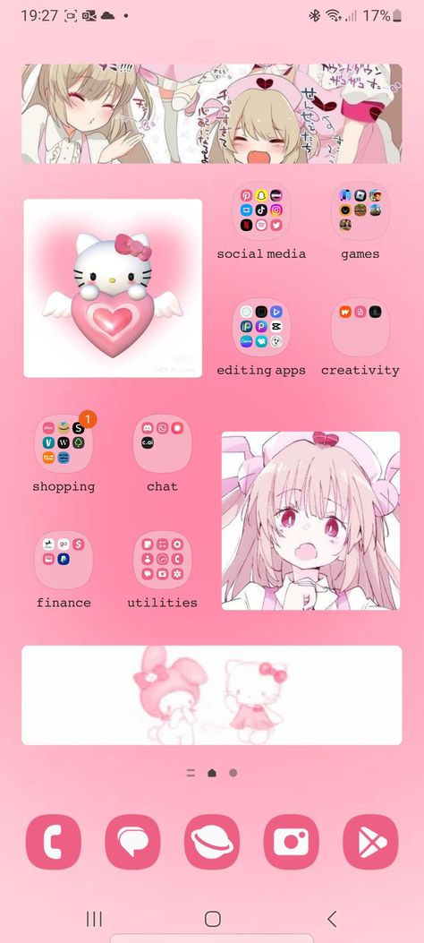 pink anime samsung homescreen aesthetic Home Screen Samsung, Samsung Home, Home Screen Aesthetic, Screen Aesthetic, Cute Home Screens, Home Screen, Phone Backgrounds, Screen, Quick Saves