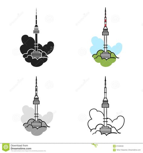 seoul Seoul Tower Tattoo, Namsan Tower Drawing, Sk Tattoo, Korean Christmas, Seoul Tower, Namsan Tower, Learn Korean Alphabet, Illustrator Design Tutorial, Korean Alphabet