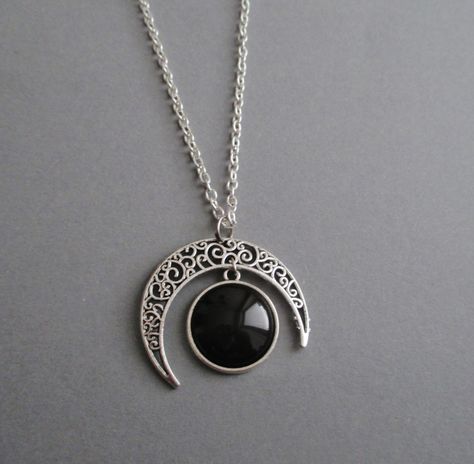 black crescent moon necklace Black Crescent Moon, Kohls Jewelry, Black Pendant Necklace, Jewelry Goth, Necklace Gothic, Goth Jewelry, Gothic Necklace, Witchy Jewelry