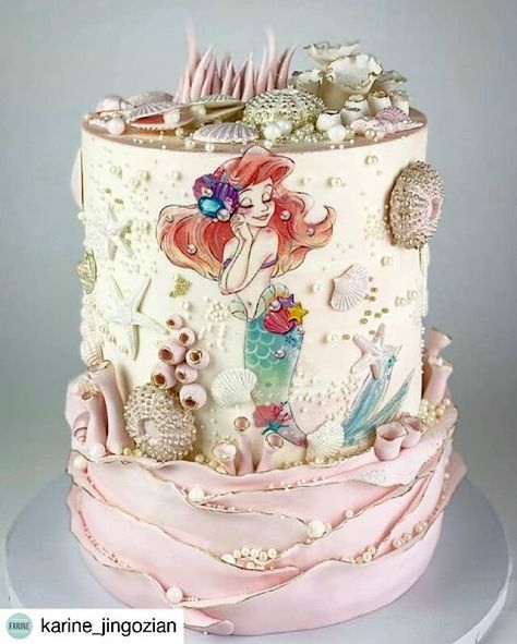 Pink Gold Cake, Ariel Cake, Gold Cake Topper Wedding, Disney Princess Cake, Mermaid Birthday Cakes, Cake Wrecks, Vintage Wedding Cake Topper, Tema Disney, Disney Wedding Theme