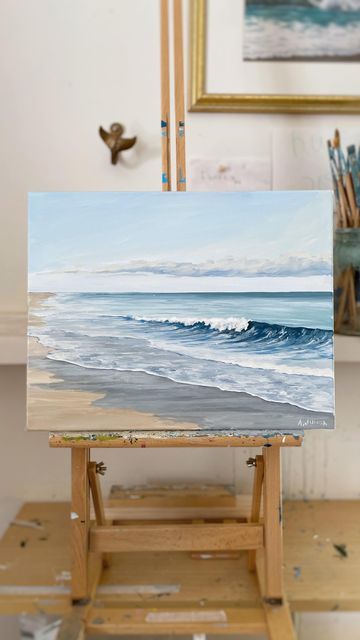 Nature Canvas Painting, Painting On Canvas For Beginners, Ocean Paintings, Beach Scene Painting, Beach Mural, Mountain Landscape Painting, Canvas For Beginners, Flower Canvas Wall Art, Seascape Art