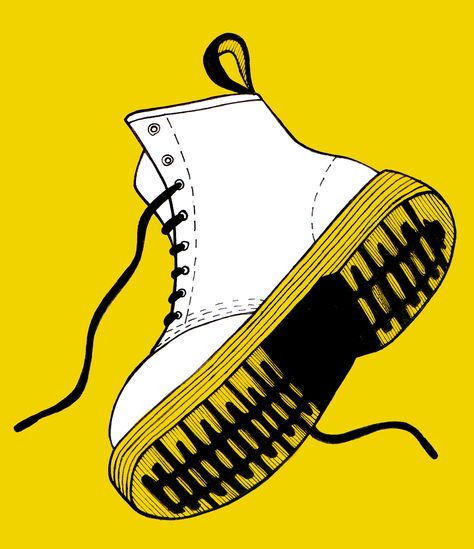 Dr Martens by Trinidad Gana Dr Martens Illustration, Dr Martens Drawing, Doc Martens Drawing, Dr Martens Tattoo, Graffiti Monsters, Dr Martens Logo, Hooligans Football, Purple Living Room, Shoe Advertising