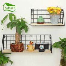 Metal Wall Rack Iron Flower Vase Holder Multi-use Wooden & Metal Wall Sundries Holder Wall Shelf Storage Basket House Home Decor(China) Kids Wall Shelves, Wall Shelf Rack, Rustic Bathroom Shelves, Wall Hanging Shelf, Kitchen Wall Shelves, Metal Wall Shelves, Wall Hanging Shelves, Diy Wall Shelves, Hanging Shelf