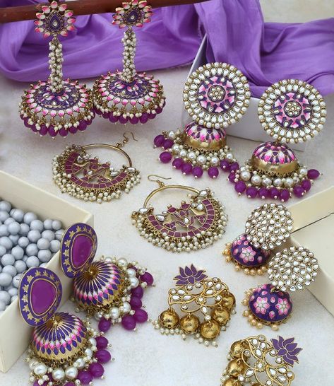 Shaadi Outfits, Purple Jewellery, Unique Wedding Jewelry, Indian Bridal Jewelry Sets, Headpiece Jewelry, Before The Wedding, Fancy Jewellery Designs, Jewelry Set Design, Wedding Crafts Diy