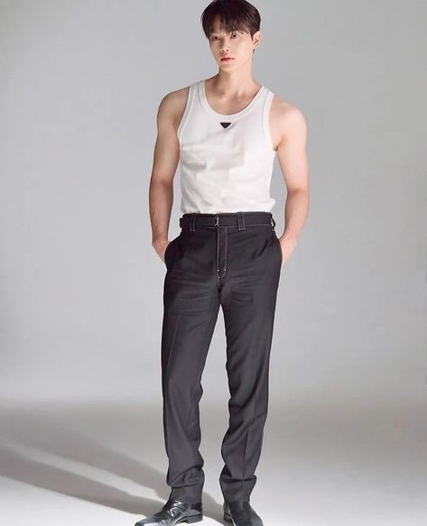 Singlet Outfit Men, Male Photoshoot, Man Full Body, Asian Male Model, Male Pose Reference, Model Magazine, Professional Tips, Song Kang, Men Photoshoot