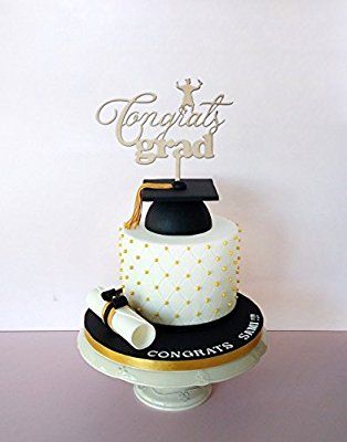 Amazon.com: Cake Topper Graduation Congrats Grad 7 X9 inches Laser cut MDF Color Natural: Kitchen & Dining Kindergarten Graduation Cake, High School Graduation Cakes, Graduation Cap Cake, Graduation Cake Designs, Graduation Party Desserts, Graduation Party Cake, Mdf Color, Graduation Party High, 50th Birthday Party Decorations