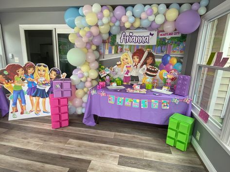 Lego Friends Birthday Party, Lego Friends Birthday, Lego Friends Party, Friends Lego, Lego Theme, Girly Birthday Party, Girly Birthday, Large Cupcake, Lego Birthday Party