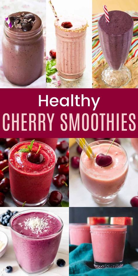 Frozen Cherry Smoothie, Cherry Recipes Healthy, Tart Cherry Smoothie, Cherry Smoothie Recipes, Delicious Smoothie Recipes, Afternoon Slump, Almond Smoothie, Cherry Smoothie, Protein Smoothie Recipes