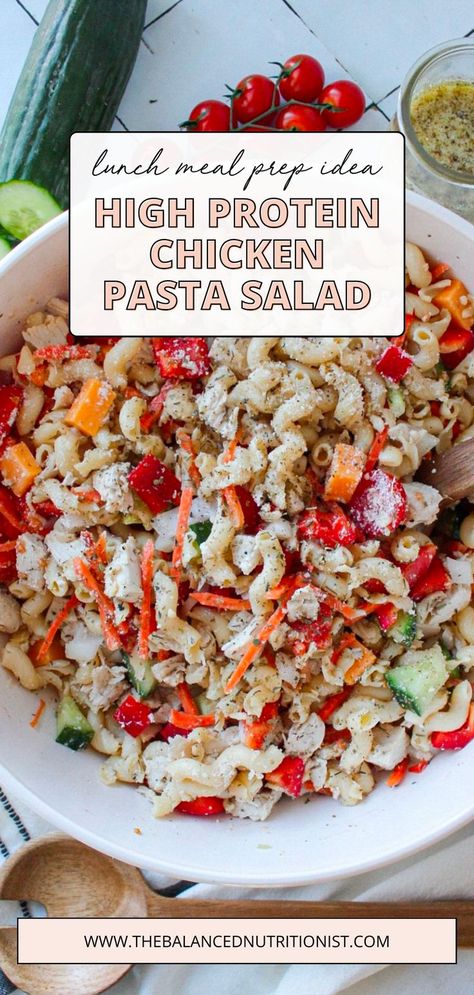 Chickpea Pasta Salad, Protein Pasta Salad, On The Go Lunch, Meal Prep Lunches, High Protein Pasta, Pasta Lunch, Chicken Chickpea, Protein Lunch, Protein Packed Meals