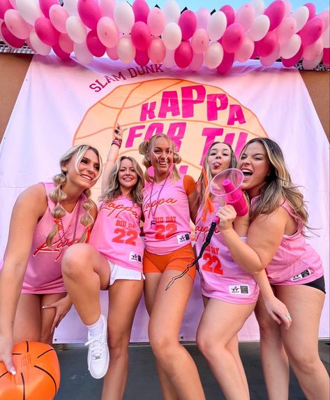 Sorority Basketball Jerseys, Sorority Basketball Theme Bid Day, Basketball Sorority Theme, Basketball Bid Day Theme, Basketball Bid Day, Rush Week Themes, Bid Day Poses, Sorority Pics, Sorority Work Week