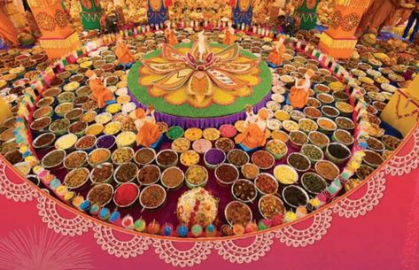 Annakoot, being a ‘saatvik prashad’, onion and garlic are not used 56 Bhog Decoration, Types Of Beans, Leafy Vegetables, Diwali Festival, Different Vegetables, Coriander Powder, Coriander Leaves, Vegetable Seasoning, Red Chilli