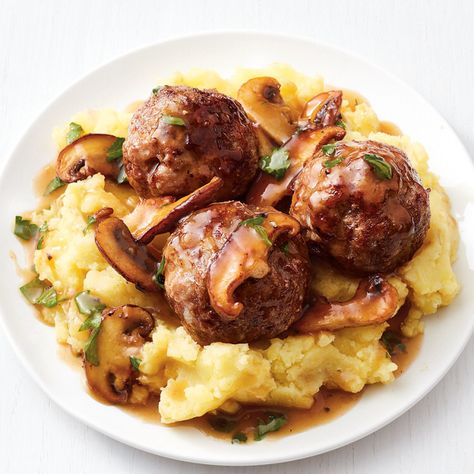 Meatball Marsala By Food Network Kitchen Meatball Marsala Food Network, Marsala Recipe, Chicken Garlic, Grilled Portobello, Sweet Italian Sausage, Weeknight Dinner Recipe, Honey Garlic, Garlic Chicken, Kitchen Food