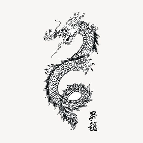 Chinese dragon clipart, vintage mythical creature illustration vector. Free public domain CC0 image. | free image by rawpixel.com Chinese Traditional Dragon, Purple Tattoo, Quetzalcoatl Tattoo, Traditional Dragon, Dragons Tattoo, Chinese Dragon Tattoos, Dragon Chino, Knuckle Tattoos, Dragon Tattoo For Women