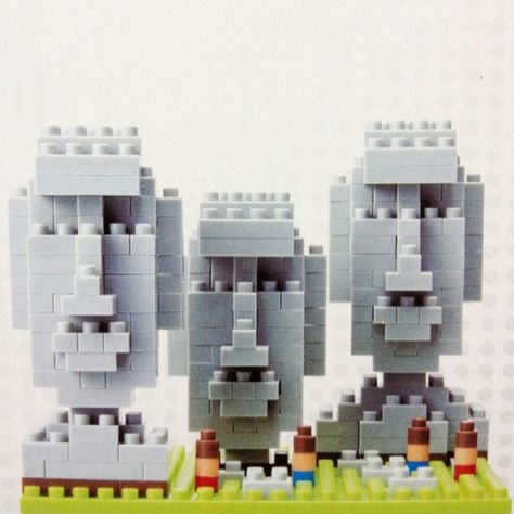 Moai Statues in blocks Minecraft Easter, Moai Statues, Easter Island Heads, Tiki Hut, Tiki Room, Lego Worlds, Cool Lego Creations, Easter Island, Childrens Games