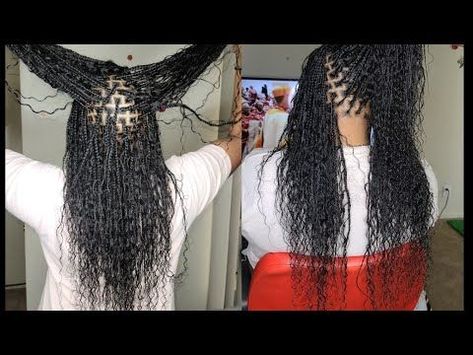 Human Hair Knotless Box Braids, Micro Bohemian Box Braids, Knotless Bohemian Box Braids With Human Hair, Human Hair Single Braids, Bohemian Small Box Braids, Box Braids With Deep Wave Hair, Bohemian Box Braids With Human Hair, Human Hair Individual Braids, Small Curly Box Braids