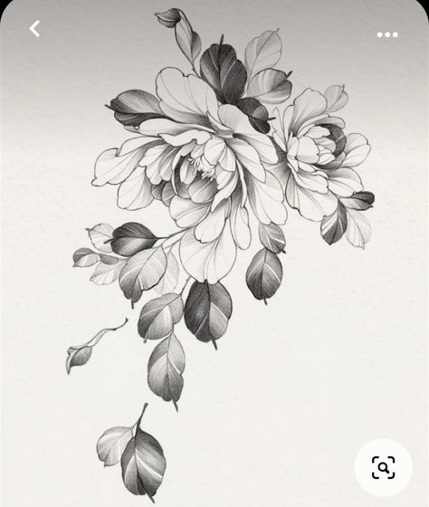 Lotusblume Tattoo, Peony Flower Tattoos, Peony Drawing, Chicanas Tattoo, Flower Tattoo Drawings, Painting Fabric, Block Painting, Floral Tattoo Sleeve, Plant Tattoo