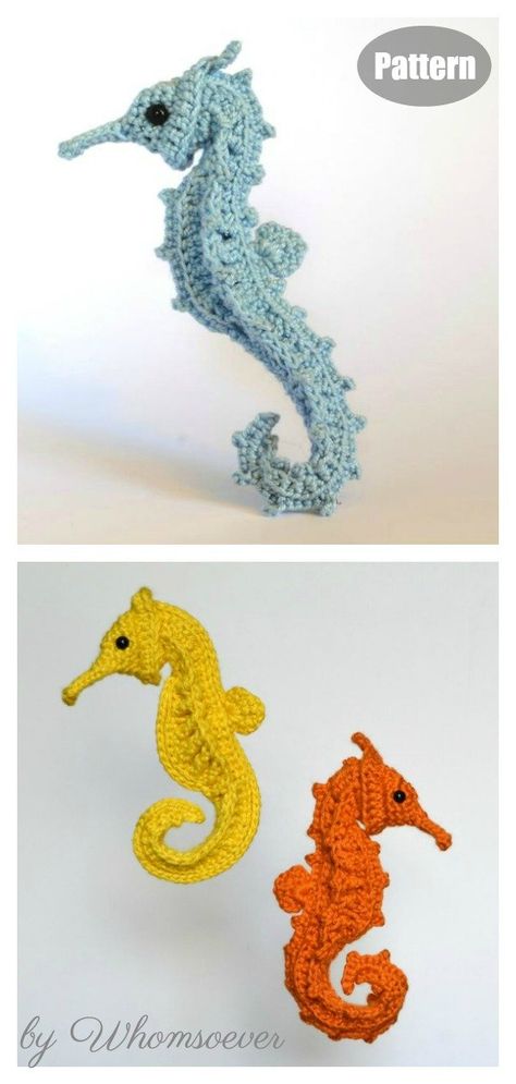 Amigurumi Seahorse Crochet Pattern #crochetpattern #seahorsefreepattern #Amigurumifreepattern Crochet Seashell Applique, Amigurumi Seahorse, Crochet Ocean Animals, Crochet Fish Patterns, Reef Pattern, Crochet Sea Creatures, Crochet Mug Cozy, Crocheted Jellyfish, Crochet Fish