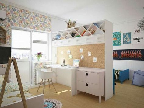 Sharing Bedroom, Partial Wall, Bedroom Divider, Sibling Room, Kids Rooms Shared, Sister Room, Kids Shared Bedroom, Shared Kids Room, Colorful Kids Room