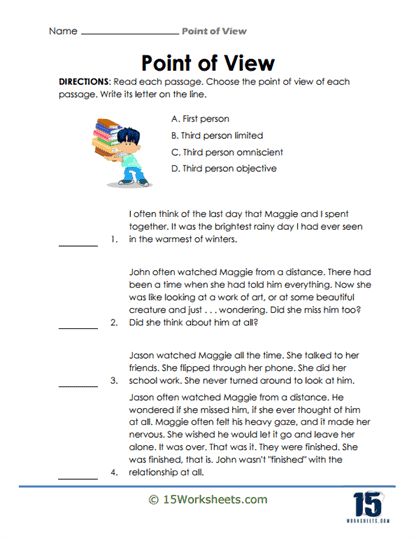 Narrative Viewfinder Worksheet - 15 Worksheets.com Point Of View Worksheet, Third Person Omniscient, Worksheets For Middle School, Literary Analysis, Point Of View, Critical Thinking, Rainy Day, Middle School, How To Apply