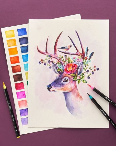 Visit to buy or see more Brush Pen Watercolor Art, Watercolour Pens Art, Watercolour Brush Pen Art, Watercolour Art Ideas Creative, Brush Pen Art Ideas, Painting With Brush Pens, Tombow Art, Brush Pen Painting, Powerful Drawing