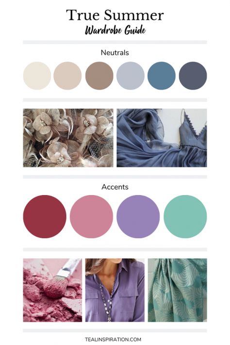 True Summer Colors, True Summer Wardrobe, Teal Inspiration, Color Analysis Summer, Summer Skin Tone, True Spring Colors, Cool Summer Palette, Light Summer Color Palette, Summer Color Palettes