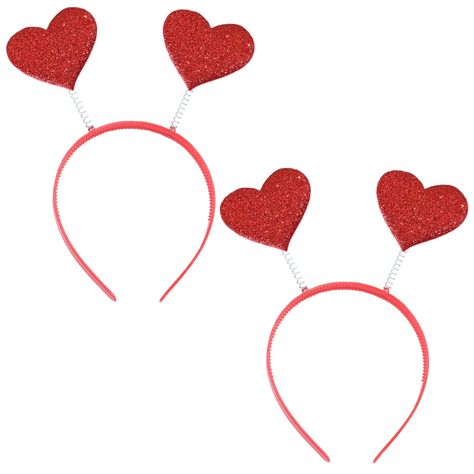 2 Pcs Valentines Day Heart Head Boppers Headband Love Hair Hoops Red Heart Headpiece Hairband Hair Bands Women Cosplay Costume Dress Up Christmas Halloween Wedding Holiday Birthday Party Accessories Heart Headpiece, Birthday Party Accessories, Silver Hair Accessories, Heart Headband, Hair Towel Wrap, Fleece Headbands, Women Cosplay, Hair Red, Masquerade Party