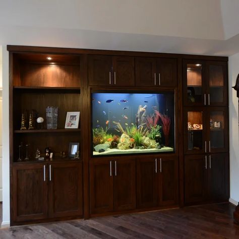 Double Sided Fish Tank - Photos & Ideas | Houzz In Wall Aquarium, Built In Aquarium, Fish Tank Cabinets, Fish Tank Wall, Tank Pictures, Art Aquarium, Custom Aquarium, Wall Aquarium, Fish Gallery