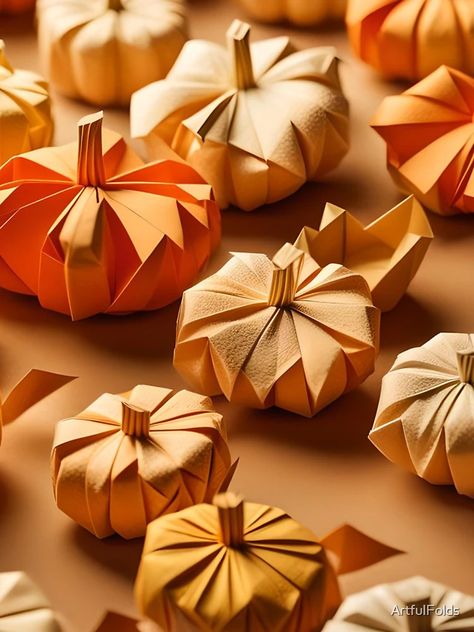 "Origami Art - Autumn Delights: Explore the Pumpkin Patch" iPhone Case for Sale by ArtfulFolds | Redbubble Origami Fall Decorations, Autumn Origami, Fall Origami, Origami Pumpkin, Paper Pumpkin Craft, Fall Paper Crafts, Paper Folding Crafts, Crafts Origami, Autumn Paper