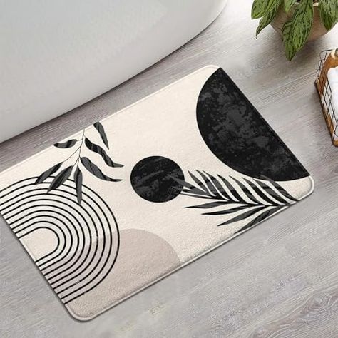 Amazon.com: Black and White Boho Bathroom Rugs Non-Slip, Cute Bath Mat Soft Washable Small Bath Mat Aesthetic Bathmat for Bathtub Bedroom Kitchen : Home & Kitchen White Boho Bathroom, Small Bathroom Rug Ideas, Black And White Boho Bathroom, Cream And Black Bathroom, Bathtub Bedroom, Small Bathroom Rugs, Boho Chic Bathroom Decor, Boho Bathroom Rugs, Grey Bathroom Rugs