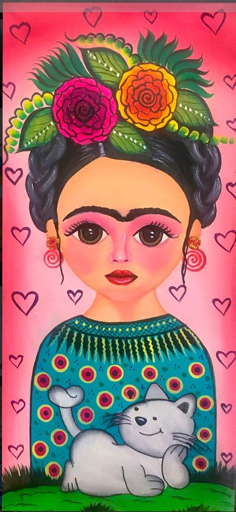 Frida Kahlo Cartoon, Frida Paintings, Kahlo Paintings, Whimsical Art Paintings, Disney Silhouettes, Frida Art, Frida Kahlo Art, Fashion Wall Art, Anime Drawings Tutorials