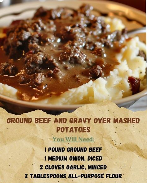 Ground Beef Over Mashed Potatoes, Beef Over Mashed Potatoes, Ground Beef Gravy, Ground Beef And Gravy, Beef And Gravy, Over Mashed Potatoes, Beef Gravy, Ground Beef Recipes Easy, 1 Pound