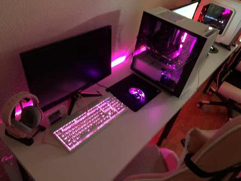 Imgur Post - Imgur Pc Gamer Setup Girl, Setup Gamer, Gamer Setup, Gamer Room Decor, Otaku Room, Pc Gaming Setup, Video Game Room Design, Gaming Setups, Pc Setups