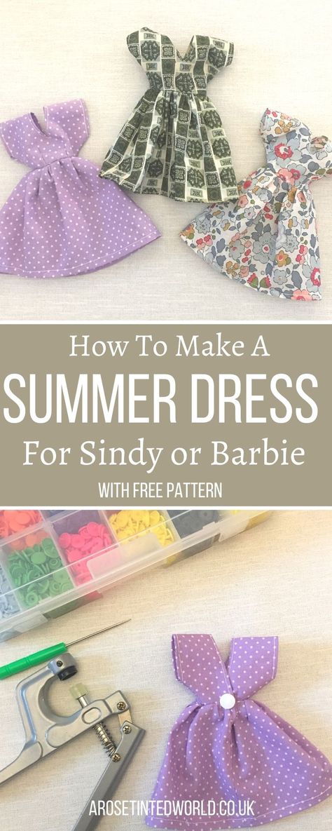 Dolls Sewing Patterns Free, Free Barbie Dress Pattern, Simple Doll Dress Pattern Free, Barbie Sewing Projects, Easy Barbie Clothes Patterns, Make Your Own Barbie Clothes, How To Sew Barbie Doll Clothes, How To Sew A Doll Dress, Easy Barbie Clothes Diy Dress Patterns