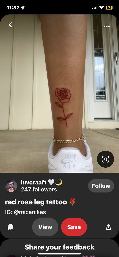 Rosé Legs, Leg Sleeve Tattoo, Red Patch, Red Tattoos, Lower Leg, Rose Tattoo, Leg Tattoos, Streetwear Outfit, Red Rose