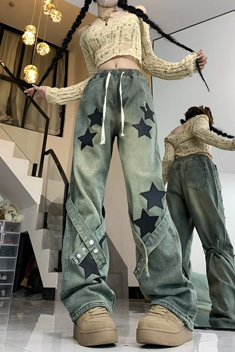 jeans outfit ,jeans outfit women, jeans outfit spring, star jeans,star jeans outfit, aesthetic jeans Aesthetic Trousers, Aesthetic Clothes Jeans, Star Outfits Aesthetic, Blue Aesthetic Clothes, Star Inspired Outfits, Star Jeans Outfit, Star Outfit Aesthetic, Jeans Design, Jeans Drawing