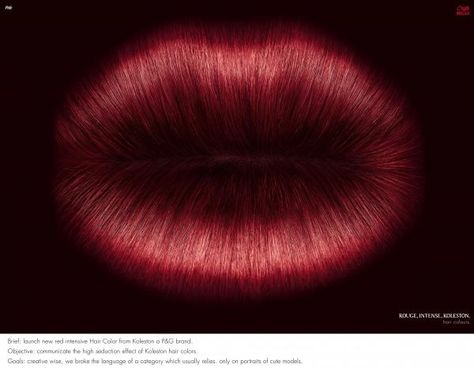 Rouge.Intense.Koleston Perfect by Wella @ Dueto Salon NYC Creative Ads, Red Hair, Hair Color, Lips, Hair, Red, Black, Color, Hair Colour