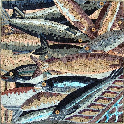 Nautical Mosaic - Fish Group, via Flickr. Nautical Mosaic, Relief Tiles, Decor Marin, Tiles Art, Mosaic Animals, Turkish Tiles, Mosaic Bathroom, Mosaic Tile Art, Modern Mosaics