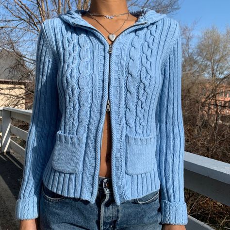 Zip Up Cable Knit Sweater Outfit, Knit Zip Up Sweater, Ayla Cable Knit Zip Up Brandy, Ayla Cable Knit Zip Up, Vintage Knit Zip Up Sweater, Whimsical Fashion, 2000s Fashion Outfits, 2000s Fashion, Outfits Aesthetic