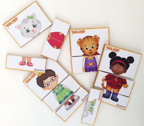 Daniel Tiger Mix-and-Match Printable Play Cards | CBC Parents Daniel Tiger Free Printables, Daniel Tiger Printable, Cards Outfit, Daniel Tiger Party, Daniel Tiger Birthday Party, Tiger Party, Tiger Birthday Party, Tiger Birthday, Daniel Tiger's Neighborhood