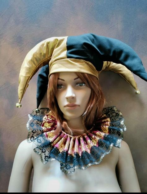 Jester Hat Pattern, Four Wings, Jester Costume, Chanel Style Jacket, Ruff Collar, Wings Black, Reference Photos For Artists, Court Jester, Jester Hat