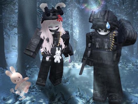 R6 Matching Avatars, Roblox Military Avatar, Military Roblox Avatars, Matching Roblox Avatars Couple, Cool Avatars Codes, Cat And Bunny, Bunny Outfits, Matching Cat, Roblox Emo Outfits